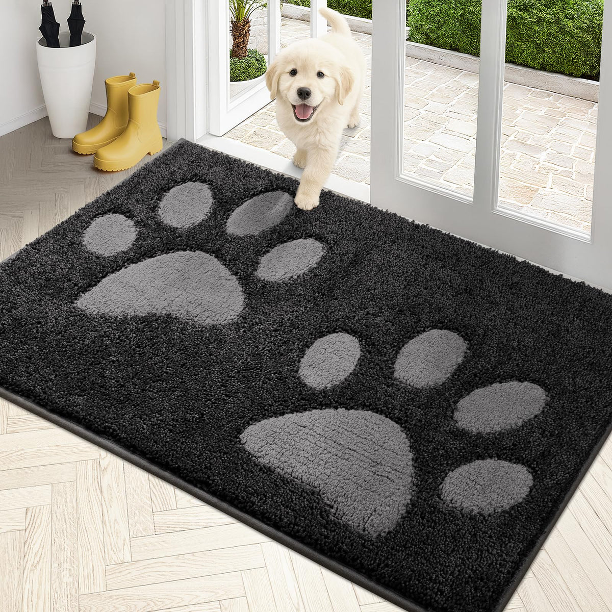 PURRUGS Dirt Trapping Door Mat Indoor Entrance, 32" x 47", Grey