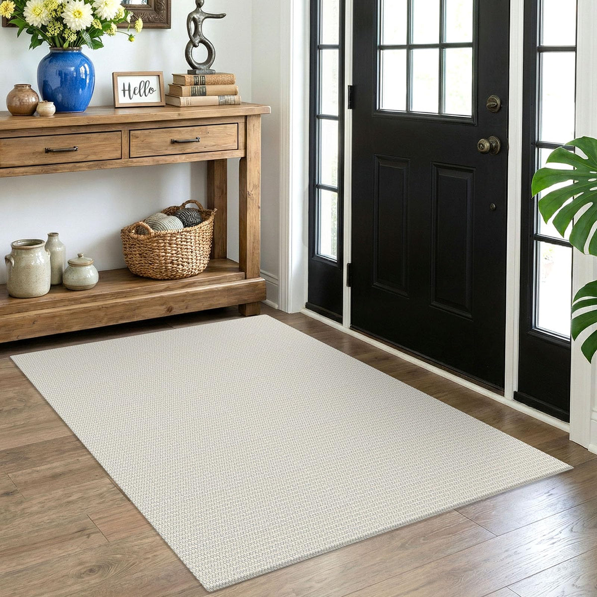 EARTHALL Washable Area Rug, Non Slip Entryway Rug, 4x6 Ft, Sand/Beige