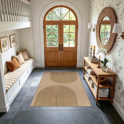 Easy Jute Rug for Pet Homes: 4x6 Outdoor Rug - Geometric Arch Pattern
