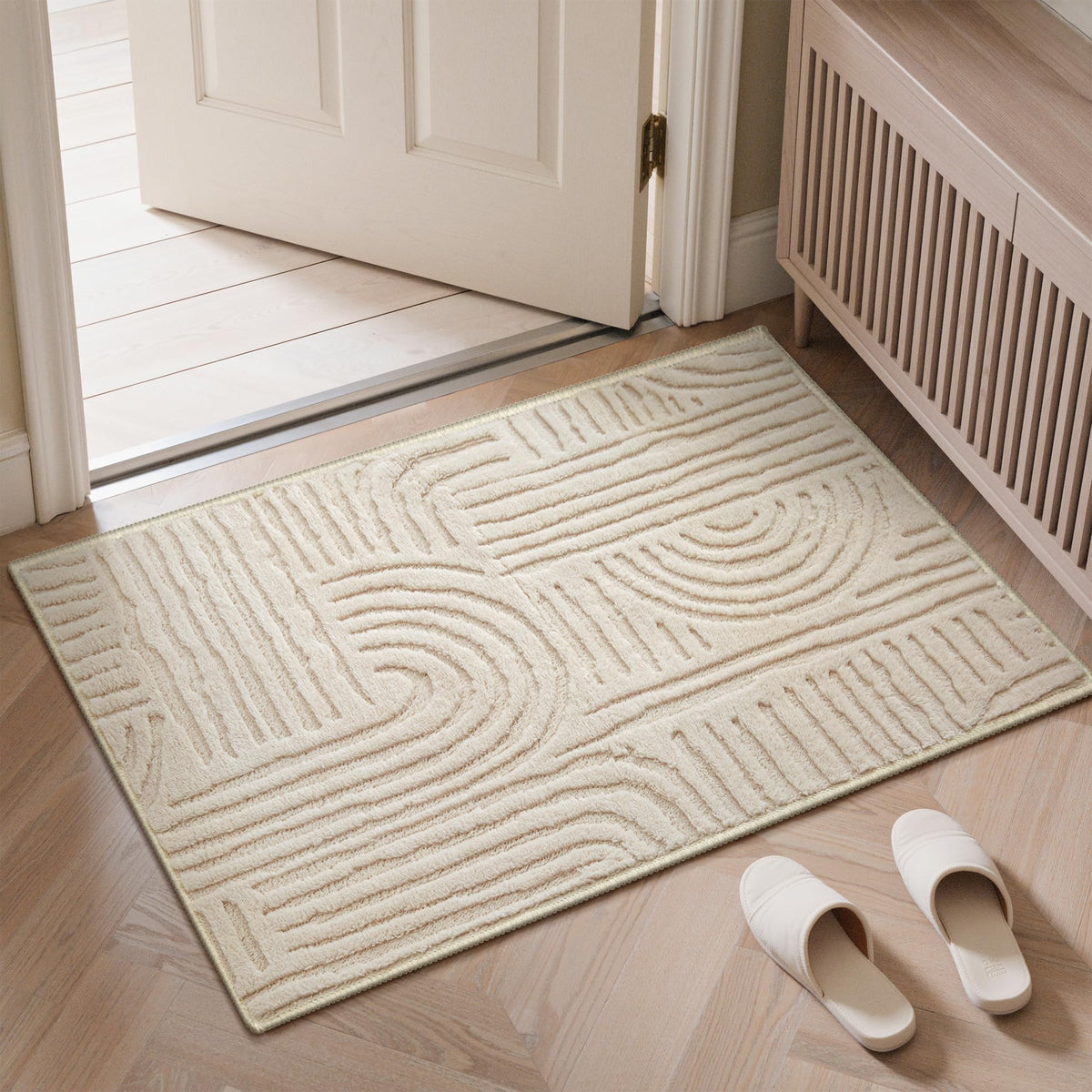 GENIMO Beige Rug 6x9 Washable Area Rugs for Living Room, Soft High Low Pile