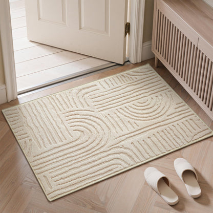 GENIMO Beige Rug 5x7 Washable Area Rugs for Living Room, Soft High Low Pile