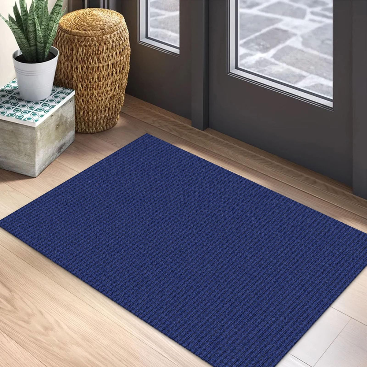 EARTHALL Woven Area Rug 3x5 Ft Washable Rugs for Entryway Braided Non Slip Rubber Backed Throw Rugs Door Mat Indoor Outdoor Entrance Cotton Carpet for Kitchen Foyer Front Door, Orange/Tan/Brown