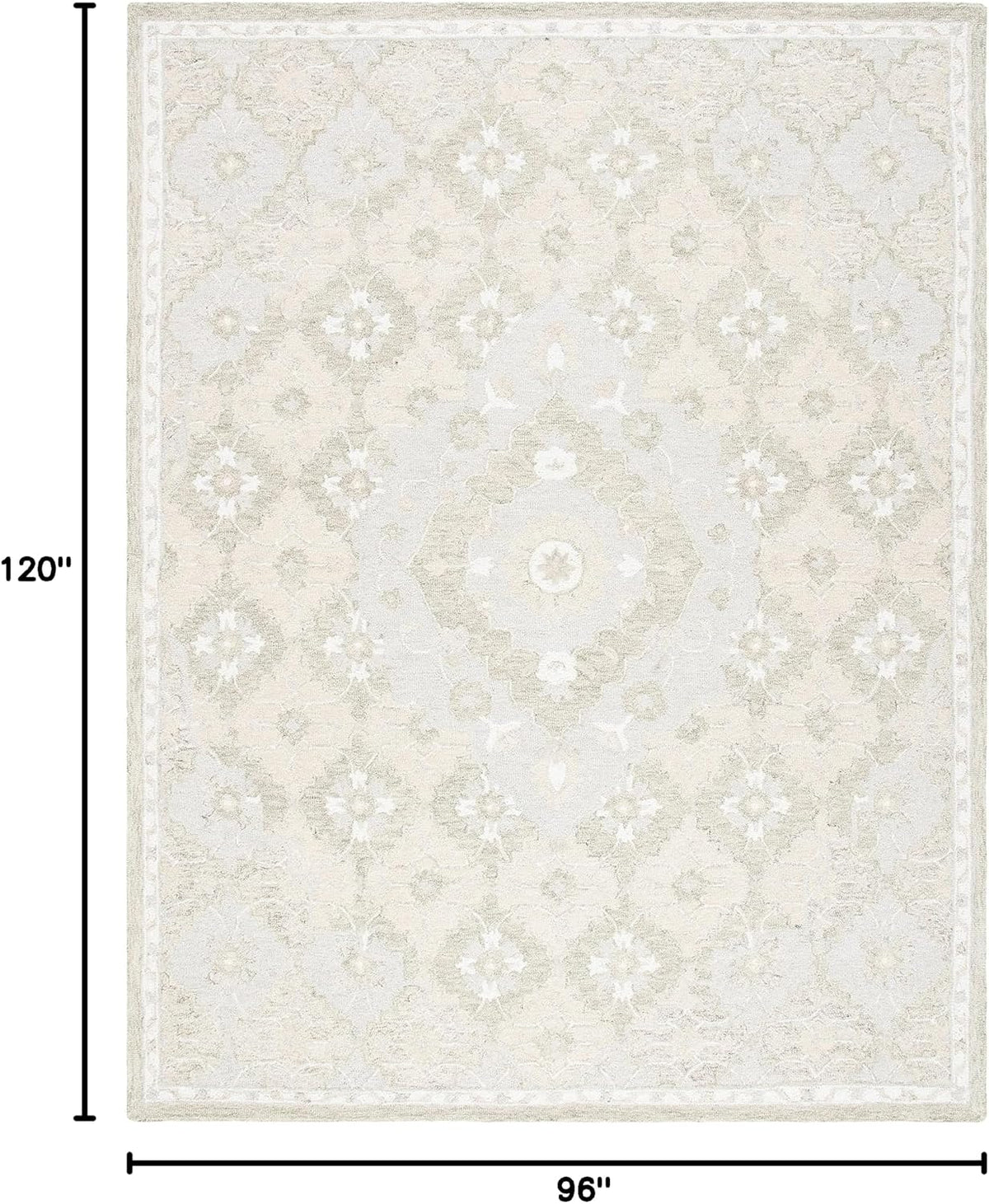 SAFAVIEH Area Rug 8x10 - Micro-Loop Collection - Large - Beige & Grey, Handmade Wool, Ideal for Living Room, Bedroom, Office, Dining Space (MLP377B)