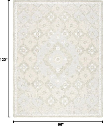 SAFAVIEH Area Rug 8x10 - Micro-Loop Collection - Large - Beige & Grey, Handmade Wool, Ideal for Living Room, Bedroom, Office, Dining Space (MLP377B)