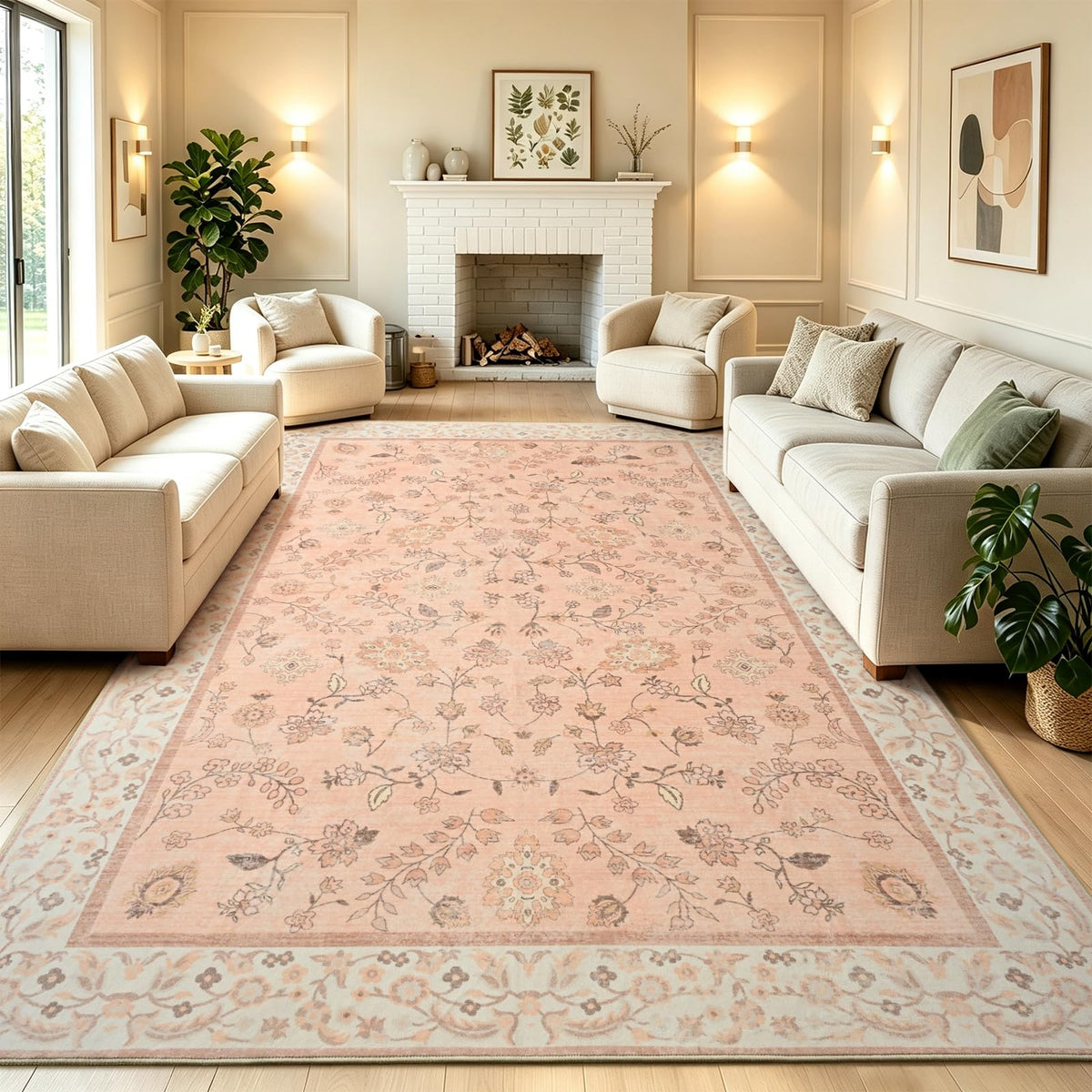 Washable 6x9 Area Rug for Living Room, Non-Slip Large Grey Bedroom Rugs