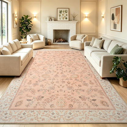Washable 6x9 Area Rug for Living Room, Non-Slip Large Grey Bedroom Rugs