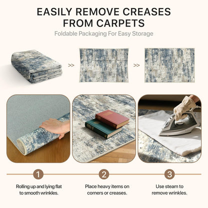 GENIMO 9x12 Area Rug Washable Non Slip for Living Room, Navy Blue Gray