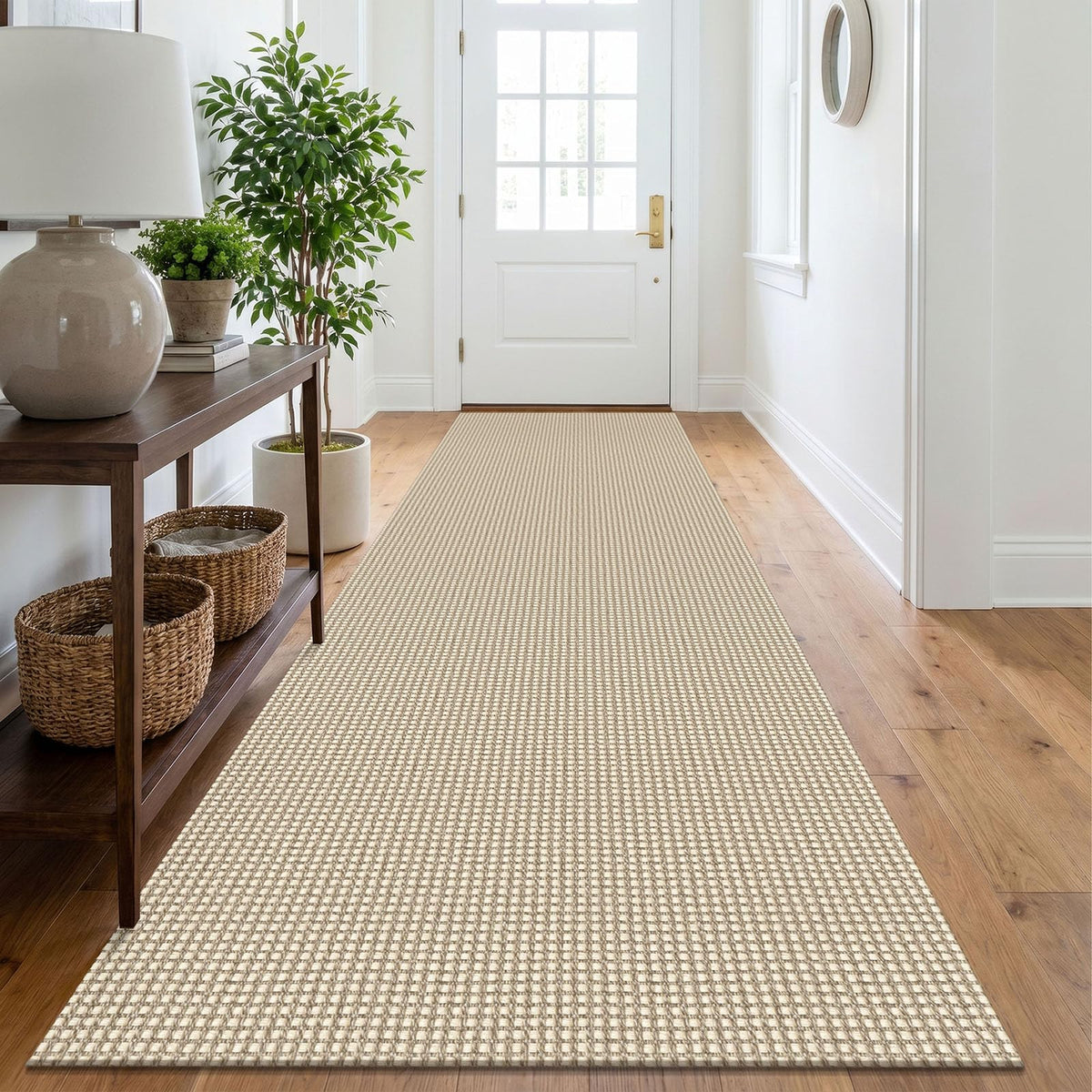 IOHOUZE Washable Area Rug 3x5 Non Slip Rubber Backed Woven Rugs for Entryway Rugs Indoor Outdoor Doormat Throw Rug Floor Carpet for Entrance Kitchen Front Door, Olive Green/Earthy Green