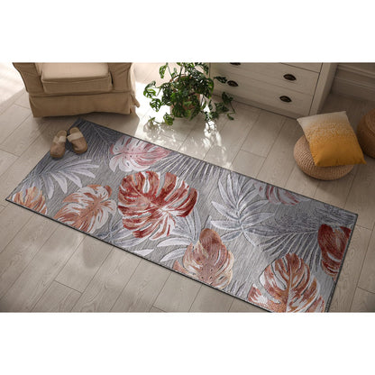 CAMILSON Indoor Outdoor Rug, Multi 5x7 Leaf Tropical Botanical Area Rugs for Indoor and Outdoor patios, Easy-Cleaning Non-Shedding Living Room, Garden and Kitchen Washable Outside Carpet (5 x 7)