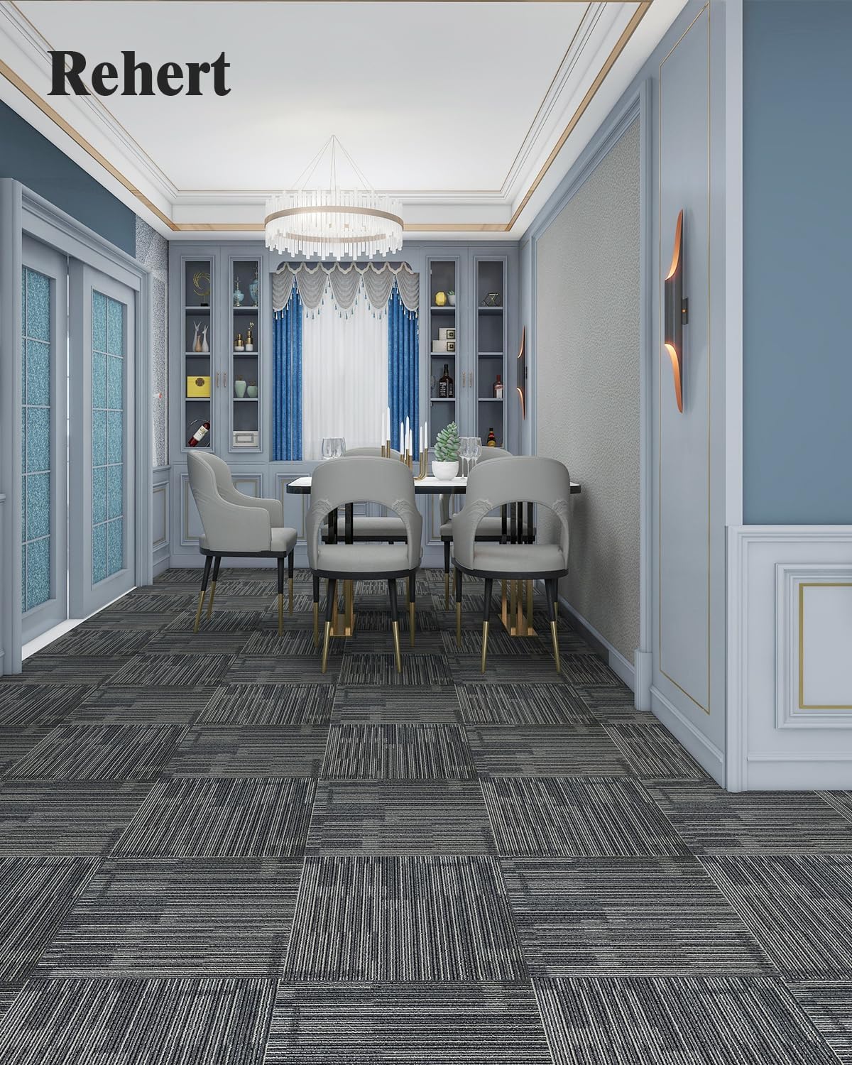 12Tiles/32 sq Ft-Carpet Squares, Commercial Carpet Tiles, 0.27" Pile Height, Tiles Carpet, PVC Backing Non-Slip, 20" x 20" Berber (Loop Pile)