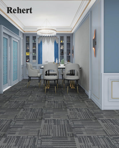12Tiles/32 sq Ft-Carpet Squares, Commercial Carpet Tiles, 0.27" Pile Height, Tiles Carpet, PVC Backing Non-Slip, 20" x 20" Berber (Loop Pile)