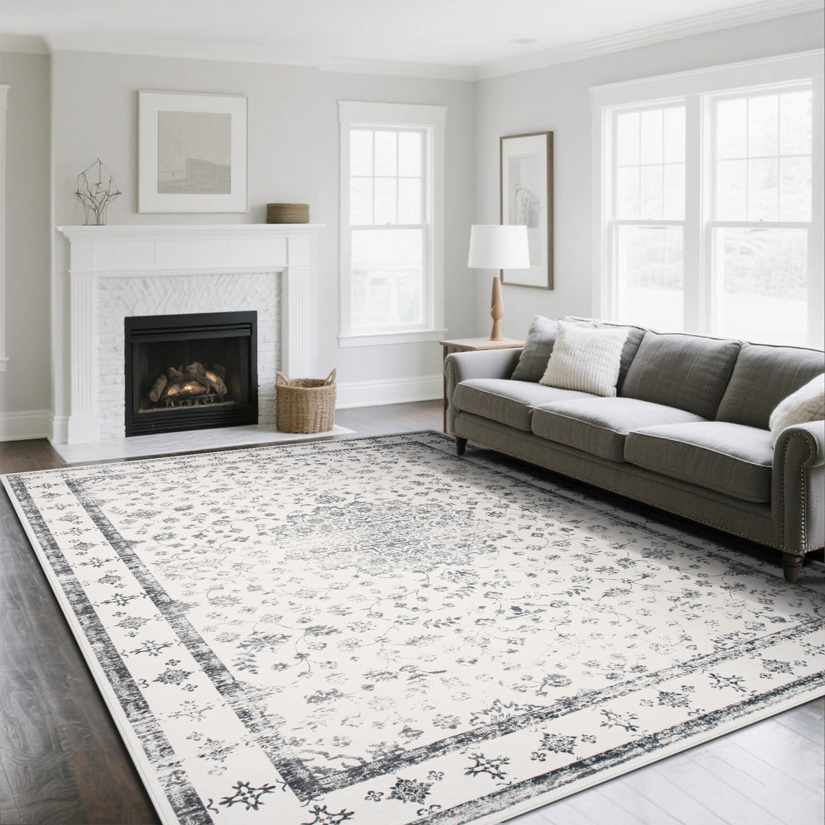 Washable Rugs 8x10 Area Rug for Living Room,Bedroom,Dining Room-Beige Green