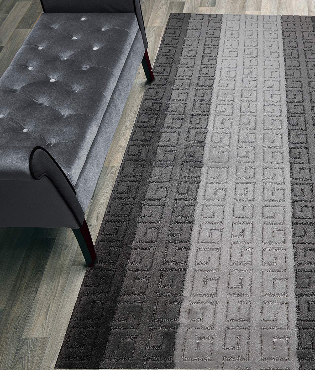 Runner Rug 6 ft, Non-Slip Washable Rug, Grey Textured Carpet for Kitchen Hallway Laundry Entryway, Rubber Backing, Indoor, Rolled in Box (26" x 6'), Custom Size Floor Runner