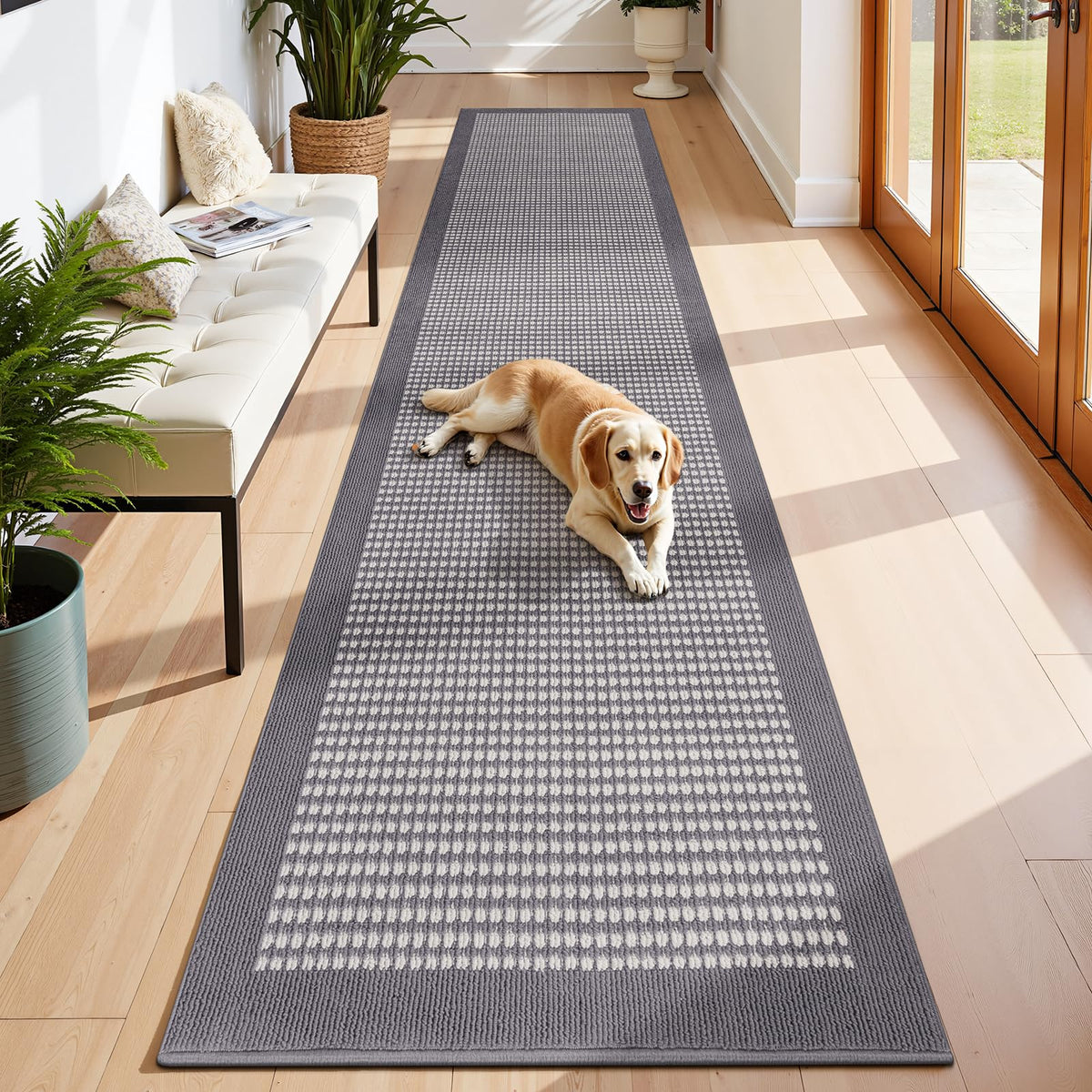 Ileading Laundry Room Runner Rug 2'x6' Non Slip Farmhouse Kitchen Floor Mats with Rubber Backing Machine Washable Beige Indoor Decor Carpet for Doormat Hallway Entryway Petmat Garage Balcony