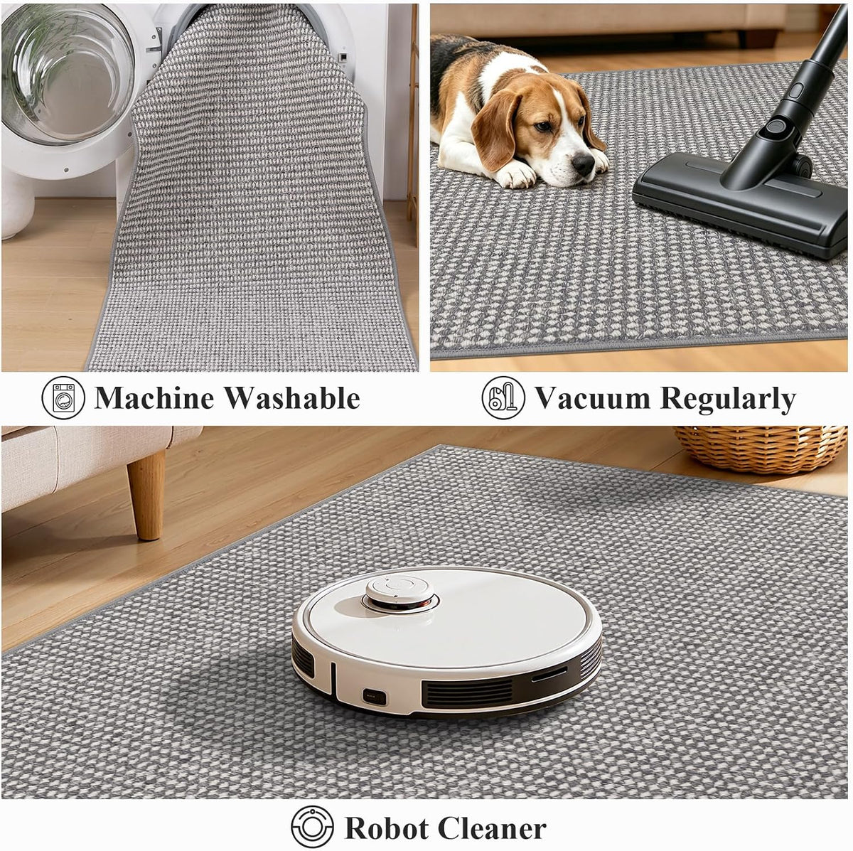 HEBE Kitchen Rugs Set of 2, Non Slip Washable Kitchen Mats for Floor