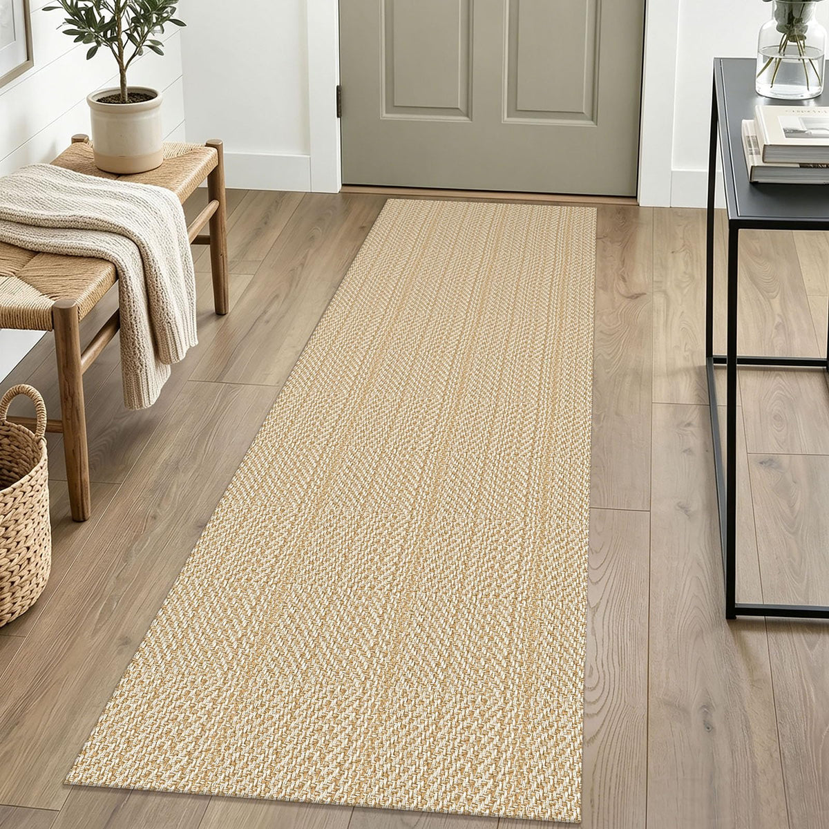 IOHOUZE Small Area Rug 2x3 Washable Woven Rugs for Entryway Non Slip Rubber Backed Front Door Rugs Indoor Doormat Throw Rug Floor Carpet for Entrance Kitchen, Cream/Beige