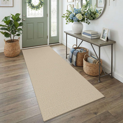 EARTHALL Woven Area Rug 3x5 Ft Washable Rugs for Entryway Braided Non Slip Rubber Backed Throw Rugs Door Mat Indoor Outdoor Entrance Cotton Carpet for Kitchen Foyer Front Door, Orange/Tan/Brown