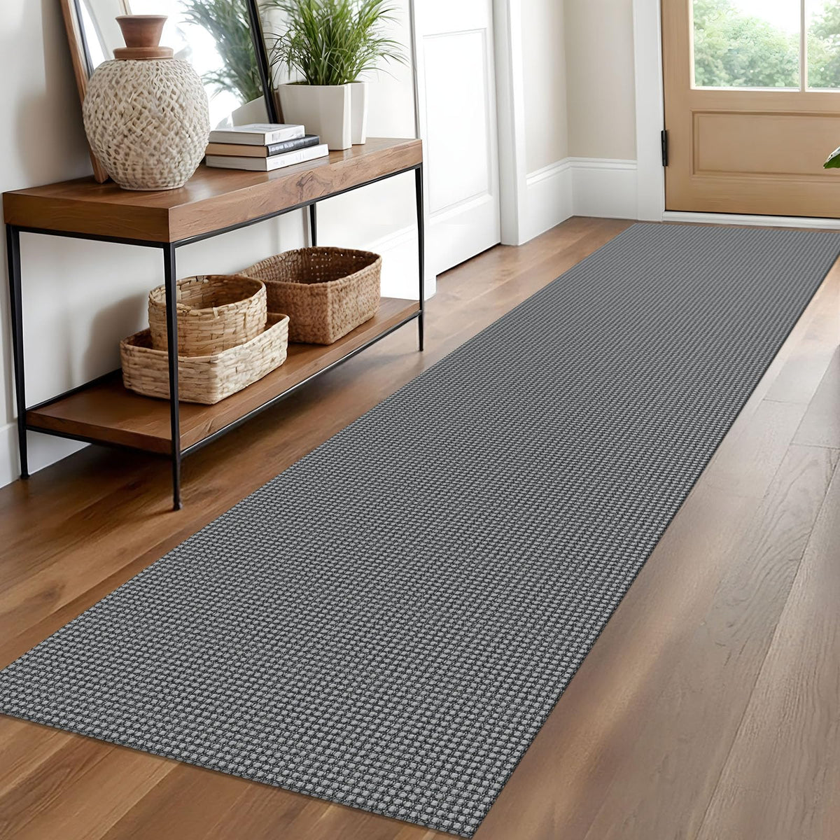 EARTHALL Woven Area Rug 3x5 Ft Washable Rugs for Entryway Braided Non Slip Rubber Backed Throw Rugs Door Mat Indoor Outdoor Entrance Cotton Carpet for Kitchen Foyer Front Door, Orange/Tan/Brown