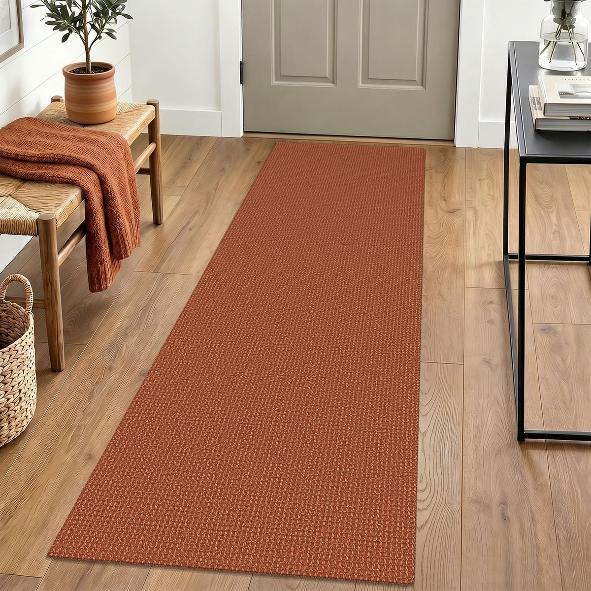 IOHOUZE Washable Area Rug 3x5 Non Slip Rubber Backed Woven Rugs for Entryway Rugs Indoor Outdoor Doormat Throw Rug Floor Carpet for Entrance Kitchen Front Door, Olive Green/Earthy Green