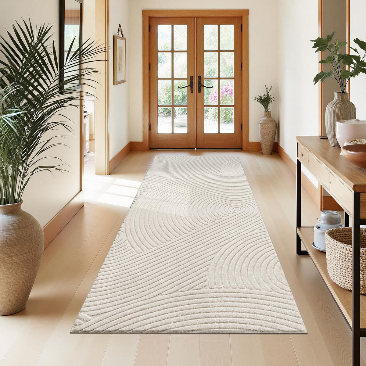 U'Artlines 5x7ft Washable Area Rug for Living Room, Beige