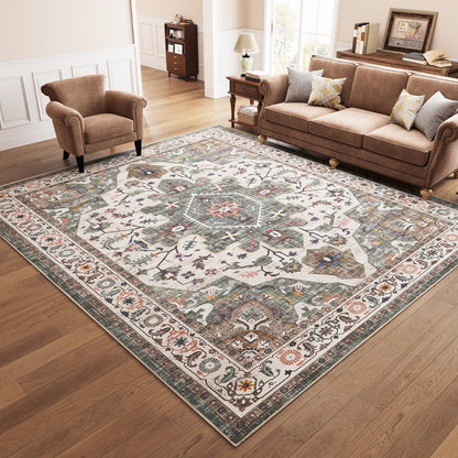 HOOBRO 2 x 3 Area Rugs Washable, Small Rugs for Entryway Kitchen Bathroom Mat Indoor Low Pile Soft Rug, Non-Slip Backing Stain Resistant Carpets, Pet Friendly Machine Washable, Vintage Beige EF01AR01