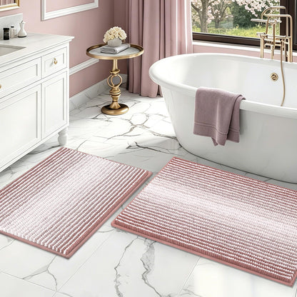 BSICPRO Bathroom Rugs Sets 2 Piece, Modern Bath Mat 20"x47"+20"x32", Blue