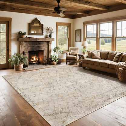 Washable Rugs 8x10 Area Rug for Living Room,Bedroom,Dining Room-Beige Green