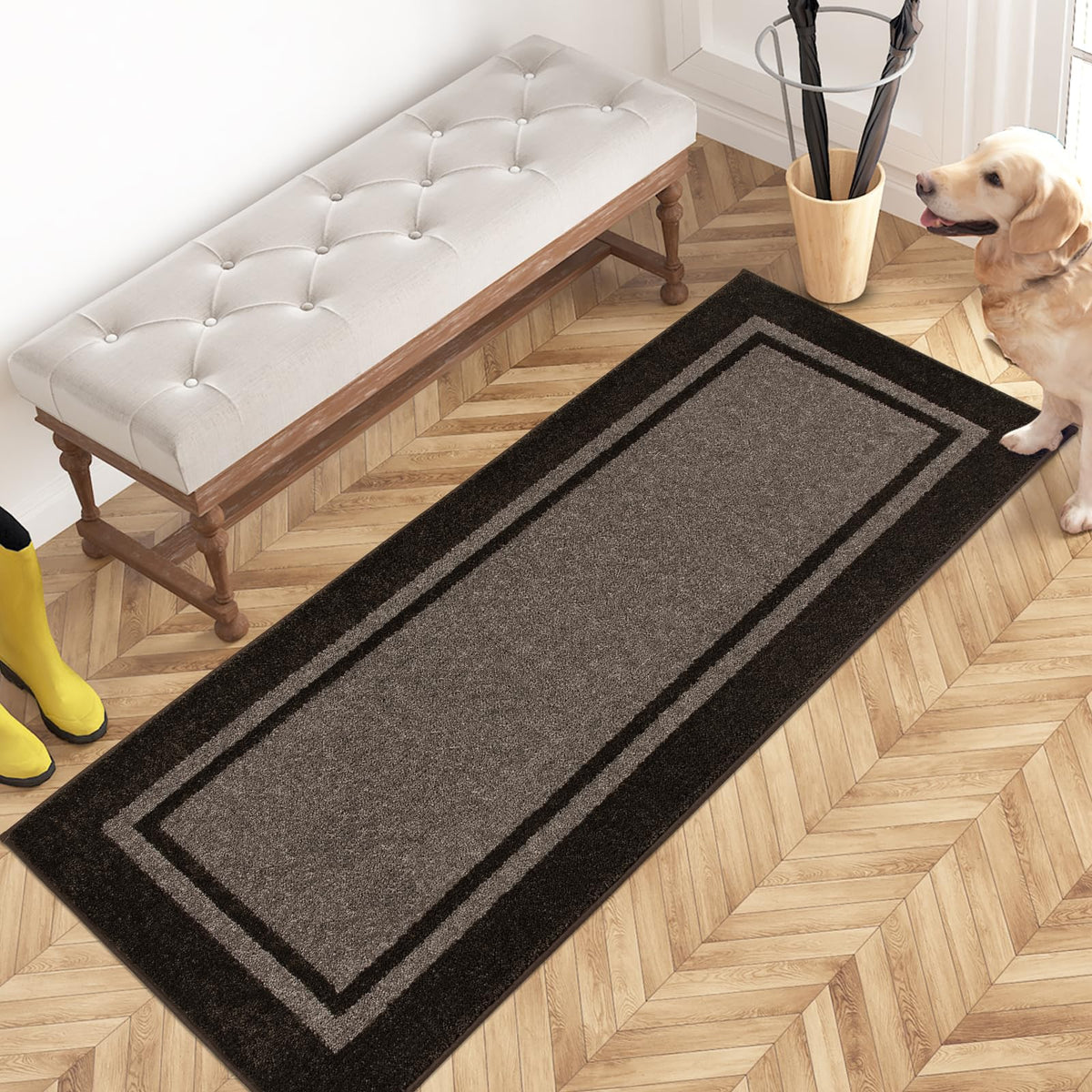 PURRUGS Dirt Trapping Indoor Door Mat, 32" x 48", Beige & Grayish Brown
