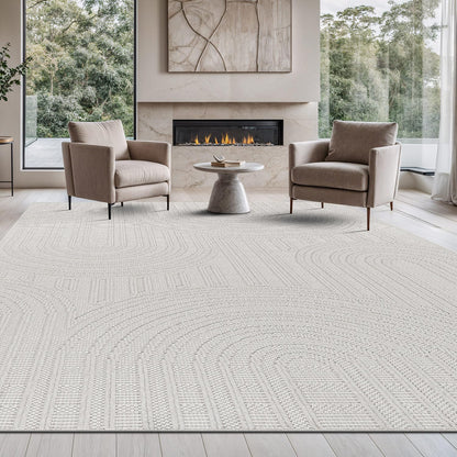 Beverly Rug Micro Loop Large Area Rug White 10x14 Modern Luxury Trellis Geometric Durable Indoor Area Rugs for Living Dining Room Office Stain Resistant Non Shedding Casual Indoor Carpet White 10x14