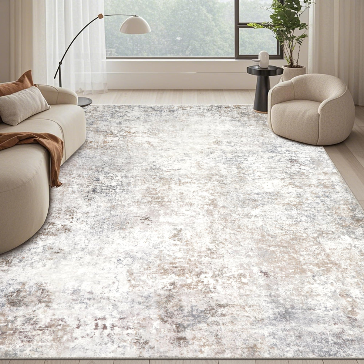 Washable Rugs 8x10 Area Rug for Living Room,Bedroom,Dining Room-Beige Green