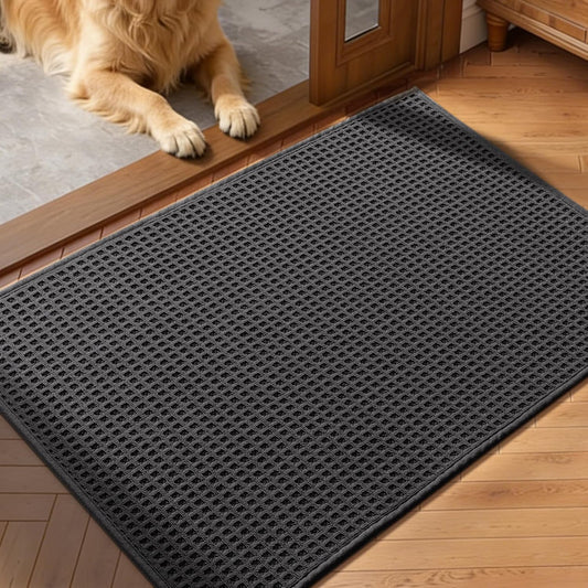 YIHOUSE Indoor Door Mat 24" x 36", Non-Slip Washable Entryway Mat, Dirt Trapper Absorbent Entrance Mat, Low Profile Floor Mat for Front/Back Door, Entryway, Dark Gray ﻿