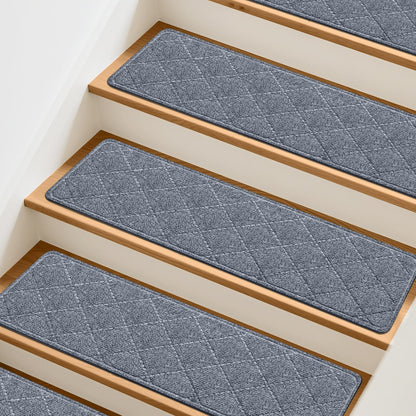 15 Pcs Stair Treads Non-Slip for Wooden Steps, 8"x30" Beige