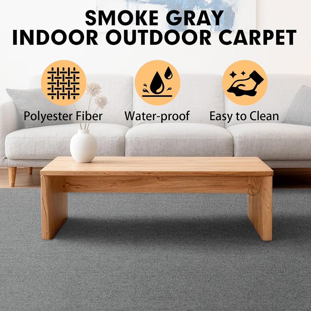 Grefinity Marine Carpet, 5 FT x 10 FT Smoke Gray Indoor Outdoor Carpet