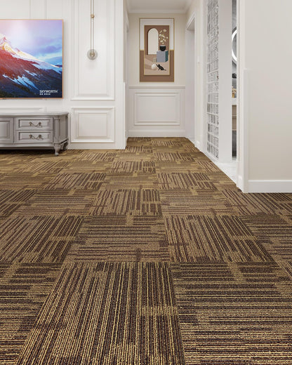 12Tiles/32 sq Ft-Carpet Squares, Commercial Carpet Tiles, 0.27" Pile Height, Tiles Carpet, PVC Backing Non-Slip, 20" x 20" Berber (Loop Pile)