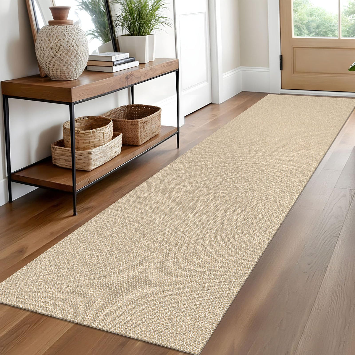 EARTHALL Washable Area Rug, Non Slip Entryway Rug, 4x6 Ft, Sand/Beige