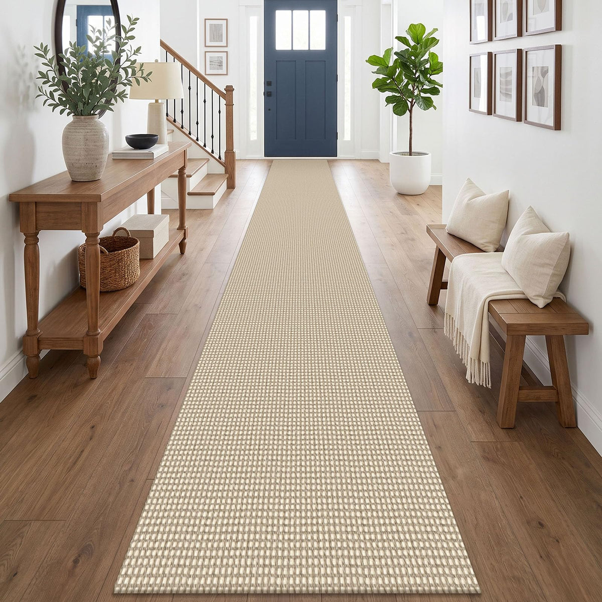 EARTHALL Woven Area Rug 3x5 Ft Washable Rugs for Entryway Braided Non Slip Rubber Backed Throw Rugs Door Mat Indoor Outdoor Entrance Cotton Carpet for Kitchen Foyer Front Door, Orange/Tan/Brown