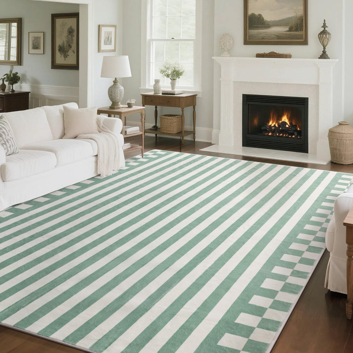 Carvapet Washable 3x5 Area Rug Orange Blue Vintage Floral Carpet