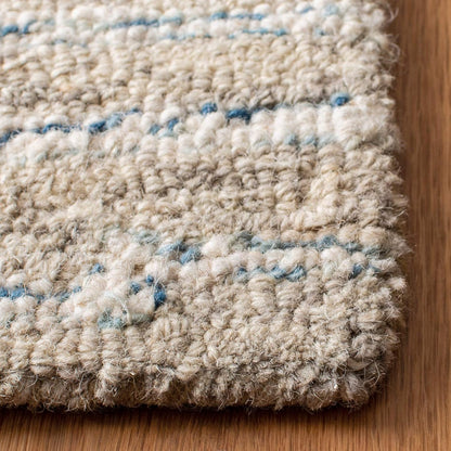 SAFAVIEH Area Rug 8x10 - Micro-Loop Collection - Large - Light Grey & Ivory, Handmade Wool, Ideal for Living Room, Bedroom, Office, Dining Space (MLP178F)