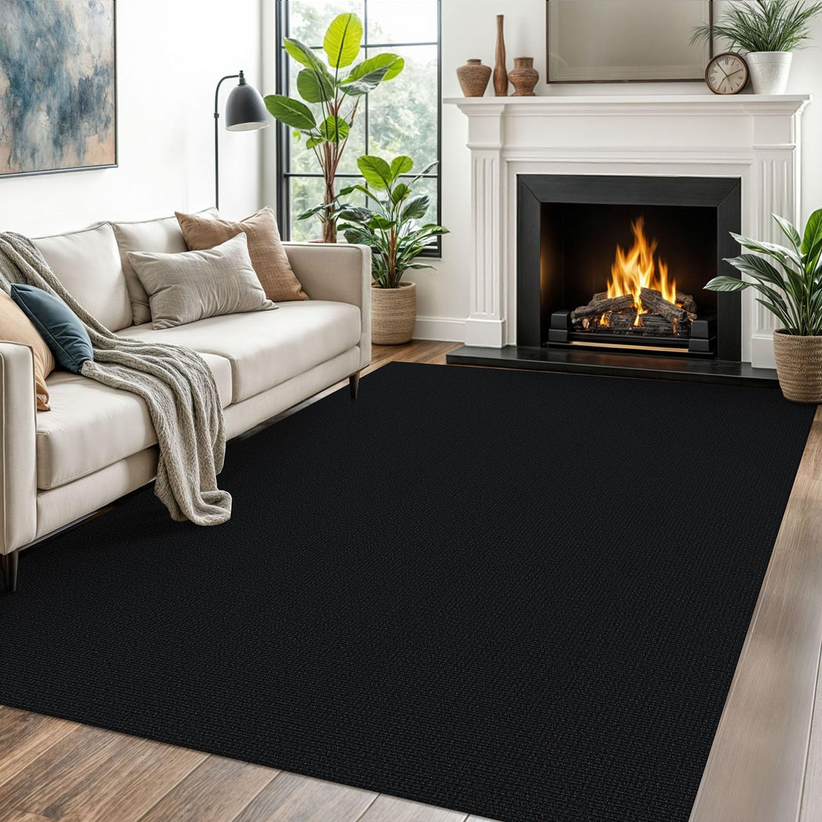 EARTHALL Washable Area Rug, Non Slip Entryway Rug, 4x6 Ft, Sand/Beige