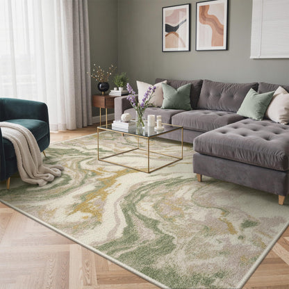 GENIMO 9x12 Area Rug Washable Non Slip for Living Room, Navy Blue Gray