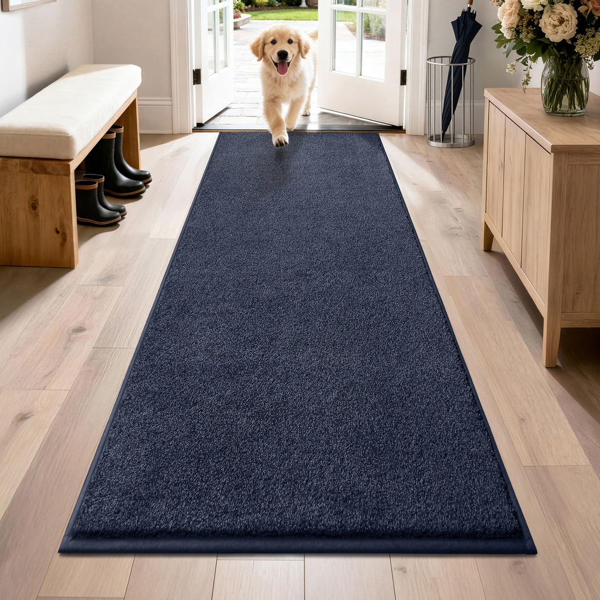 PURRUGS Dirt Trapping Indoor Door Mat, 34" x 59", Charcoal