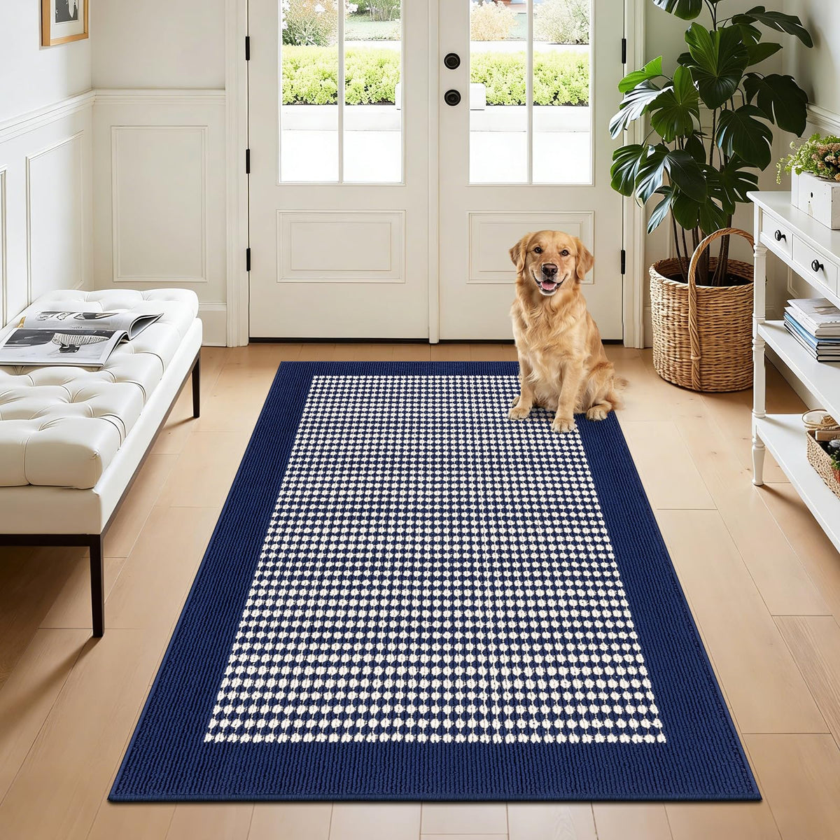 Ileading Laundry Room Runner Rug 2'x6' Non Slip Farmhouse Kitchen Floor Mats with Rubber Backing Machine Washable Beige Indoor Decor Carpet for Doormat Hallway Entryway Petmat Garage Balcony