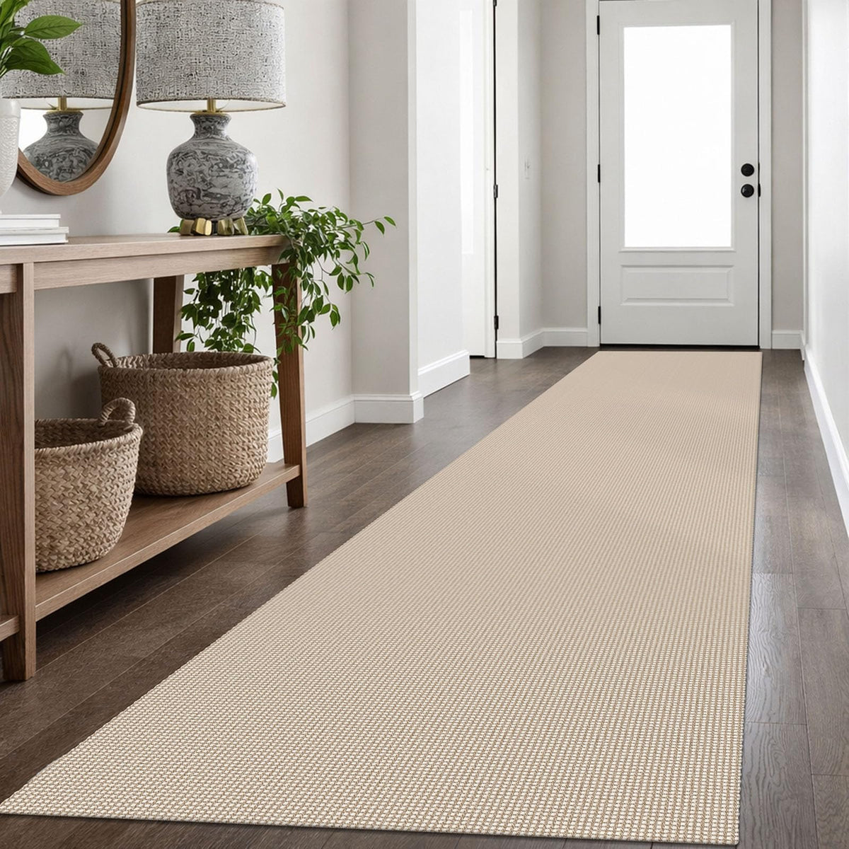IOHOUZE Small Area Rug 2x3 Washable Woven Rugs for Entryway Non Slip Rubber Backed Front Door Rugs Indoor Doormat Throw Rug Floor Carpet for Entrance Kitchen, Cream/Beige