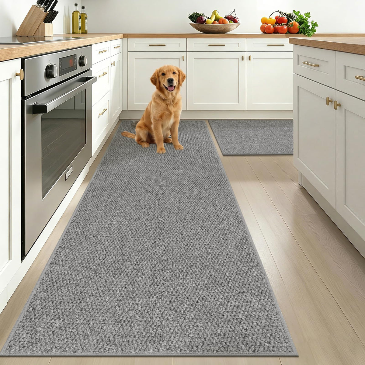 HEBE Kitchen Rugs Set of 2, Non Slip Washable Kitchen Mats for Floor