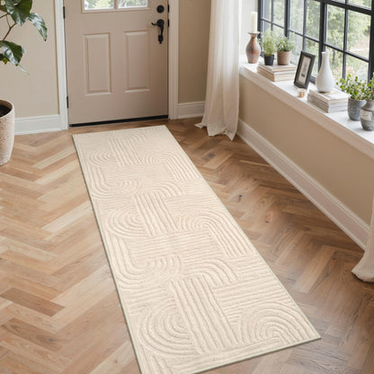 GENIMO Beige Rug 5x7 Washable Area Rugs for Living Room, Soft High Low Pile