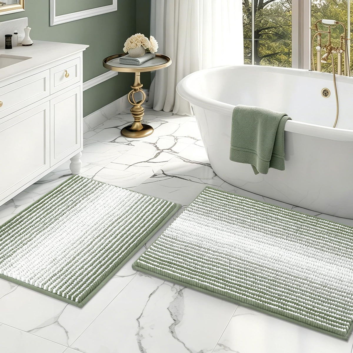 BSICPRO Bathroom Rugs Sets 2 Piece, Modern Bath Mat 20"x47"+20"x32", Blue