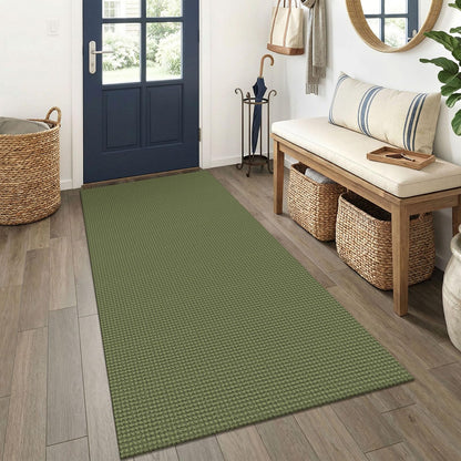 EARTHALL Woven Area Rug 3x5 Ft Washable Rugs for Entryway Braided Non Slip Rubber Backed Throw Rugs Door Mat Indoor Outdoor Entrance Cotton Carpet for Kitchen Foyer Front Door, Orange/Tan/Brown