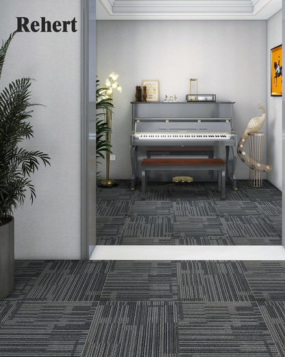 12Tiles/32 sq Ft-Carpet Squares, Commercial Carpet Tiles, 0.27" Pile Height, Tiles Carpet, PVC Backing Non-Slip, 20" x 20" Berber (Loop Pile)
