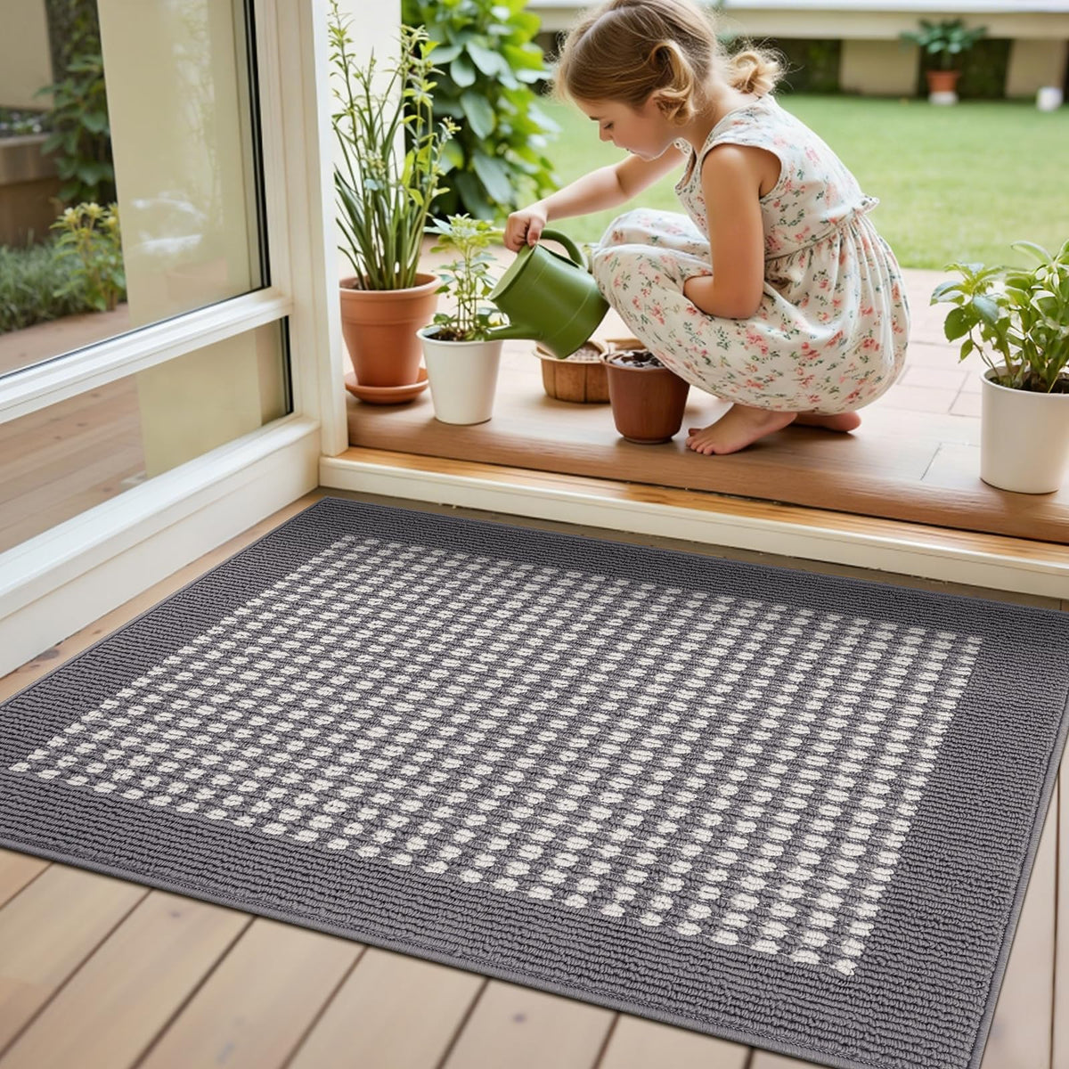 Ileading Laundry Room Runner Rug 2'x6' Non Slip Farmhouse Kitchen Floor Mats with Rubber Backing Machine Washable Beige Indoor Decor Carpet for Doormat Hallway Entryway Petmat Garage Balcony