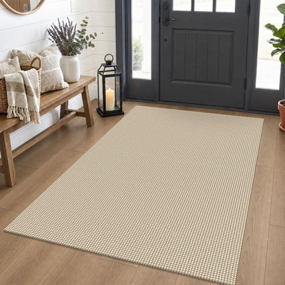 IOHOUZE Washable Area Rug 3x5 Non Slip Rubber Backed Woven Rugs for Entryway Rugs Indoor Outdoor Doormat Throw Rug Floor Carpet for Entrance Kitchen Front Door, Olive Green/Earthy Green